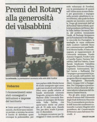 Premi del Rotary alla generosità dei valsabbini