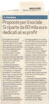 Si riparte da 60mila euro dedicati al no profit