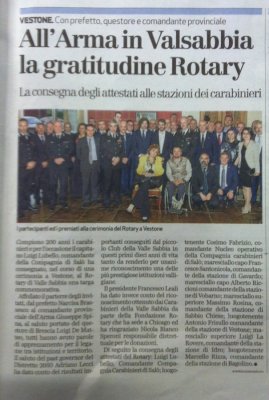 All'Arma in Vallesabbia la gratitudine Rotary