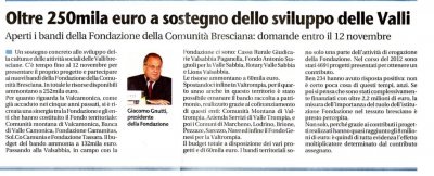 Oltre 250mila euro a sostegno dello sviluppo delle Valli