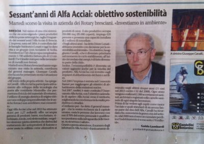 Sessant'anni di Alfa Acciai: obiettivo sostenibilità