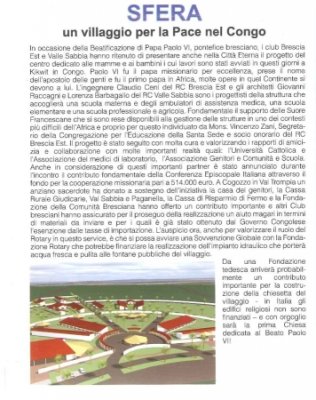 Un villaggio per la pace nel Congo