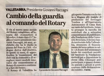 Cambio della guardia al Rotary