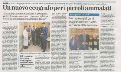 Un nuovo ecografo per i piccoli ammalati