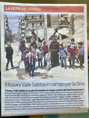 Il Rotary Valle Sabbia in campo per la Siria
