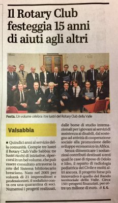 Il Rotary Club festeggia 15 anni di aiuti agli altri 