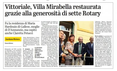 Vittoriale, Villa Mirabella restaurata grazie alla generosità di sette Rotary