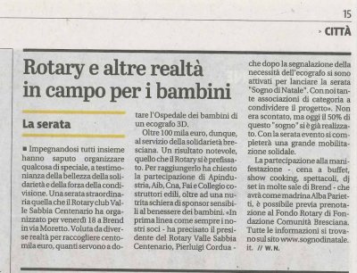 Rotary e altre realtà in campo per i bambini