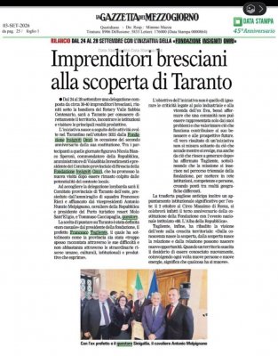 Imprenditori bresciani alla scoperta di Taranto