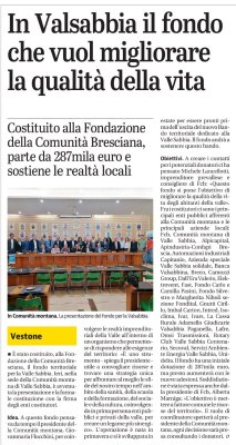 In Valsabbia il fondo che vuol migliorare la qualità della vita
